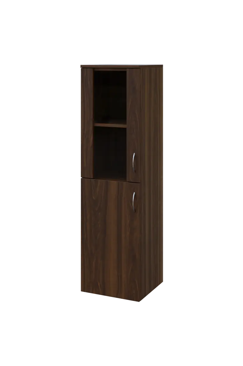 N 4 - 4DS kancelářská skříň, 1-dveřová/prosklená, levá, 1450x400x400, ořech královský